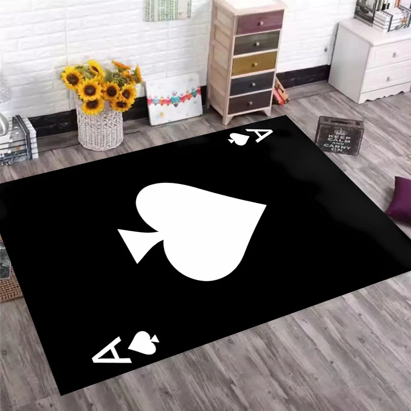 

New Poker Card Pattern Carpet Home Decor Leisure Style Tea Table Rugs Bedroom Bedside Mats Decoration Anti Slip Living Room Rug
