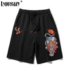 Lyprerazy Summer National Tide PI Xiu Embroidery Casual Shorts Men's Loose Straight Sports Chinese Style Shorts