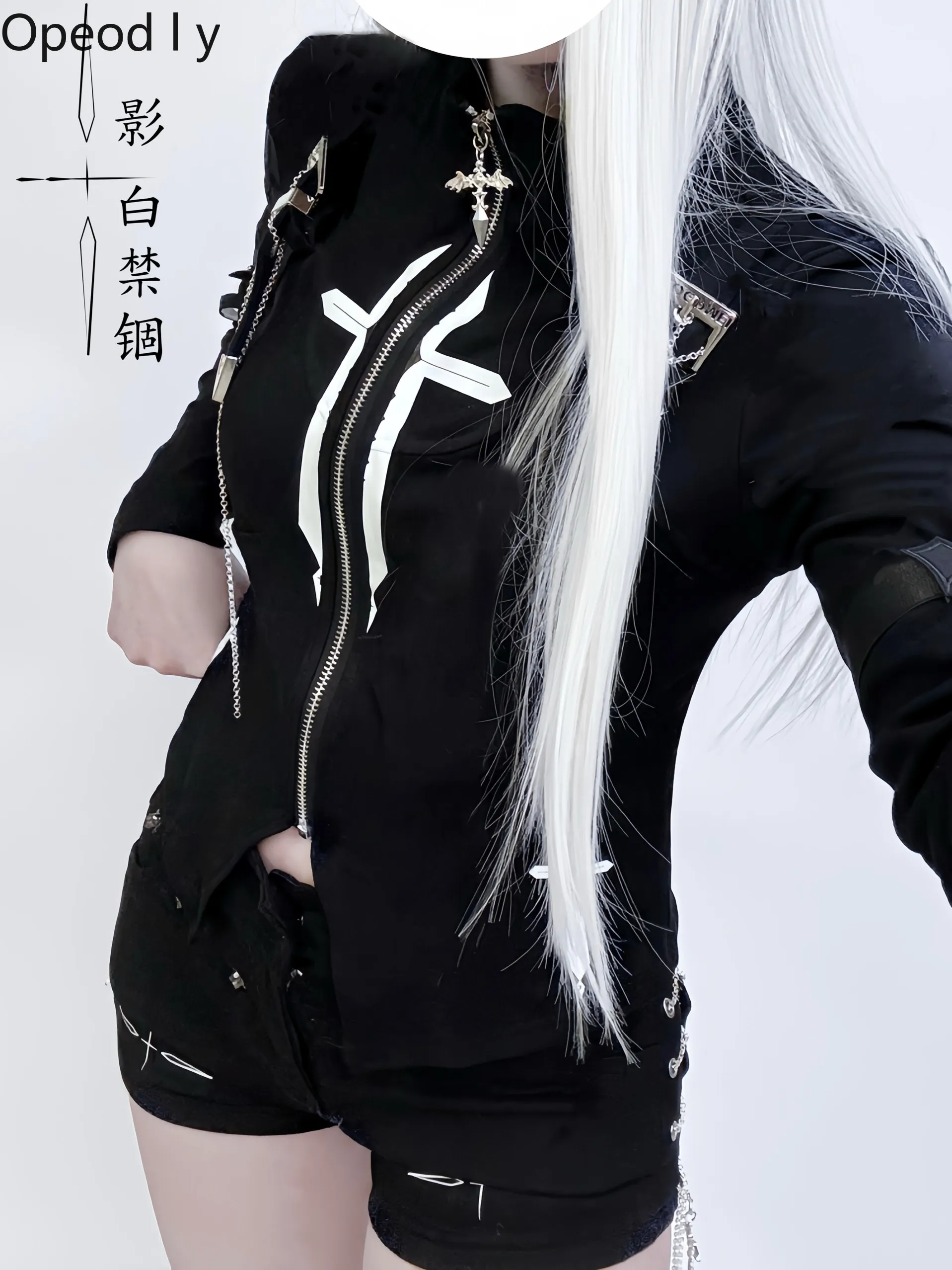

Y2k Subculture Spring and Autumn Thin Stand-up Collar Slim-fit Top Japanese Sweet and Cool Girl Gothic Lolita Zipper Cardigan