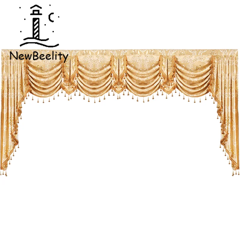 

Gold Color European Royal Luxury Style Valance Curtains for Living Room Window Curtains for Bedroom for Kitchen