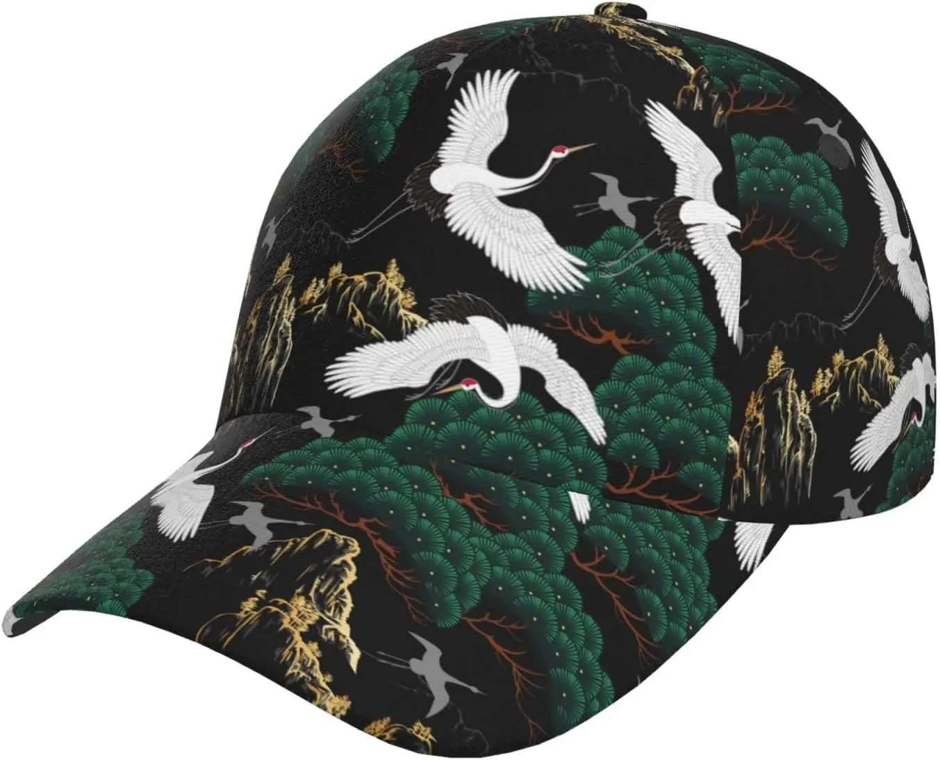 Japanese Cranes Mens Baseball Hat Cap Funny Dad Cap Golf Hat Cozy Breathable Adjustable Grandpa Cap Hat Black