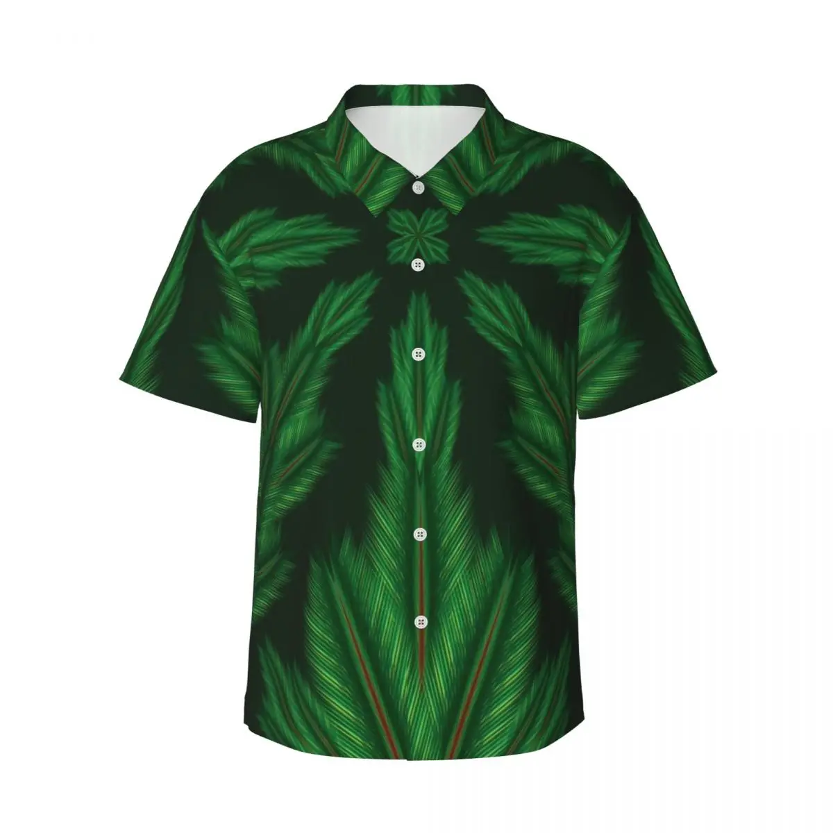 Green Moss Beach Shirt Man Pine Mandala Print Casual Shirts Hawaiian Short Sleeve Design Classic Oversize Blouses Gift