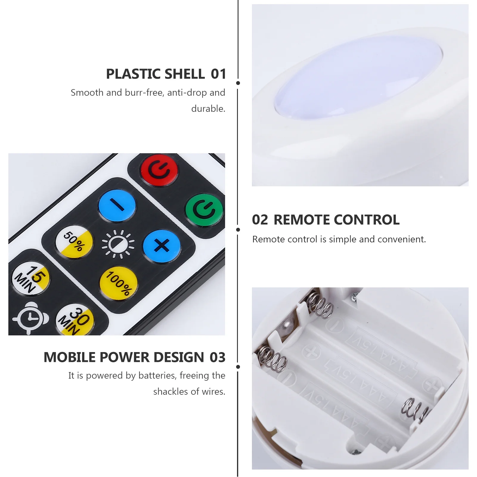 

Wireless Remote LED Night Light Cabinet Lamp Round Shape Timing Dimming Warm Light for Bedroom Bathroom Hallway Stairs