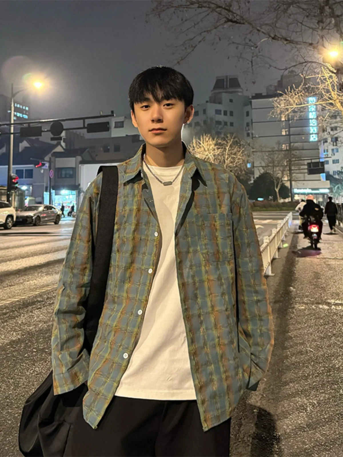 

Мужская летняя рубашка в американском ретро-стиле, свободного кроя, в клетку, повседневная, для отдыха, с эффектом прохлады