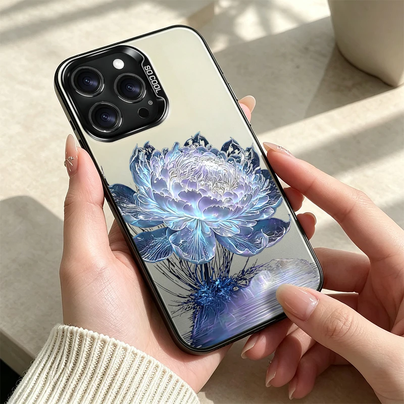 Ice Crystal Lotus Luxury Art Floral Case for Samsung Galaxy S25 Edge S26 S24 S23 Ultra S22 S21 Plus FE A57 A37 A17 A07 4G Cover