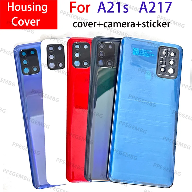 For Samsung Galaxy A21s A217 Phone Housing Case Battery Back Cover Rear Door Lid Panel Chassis Camera Lens Sticker Repair Parts