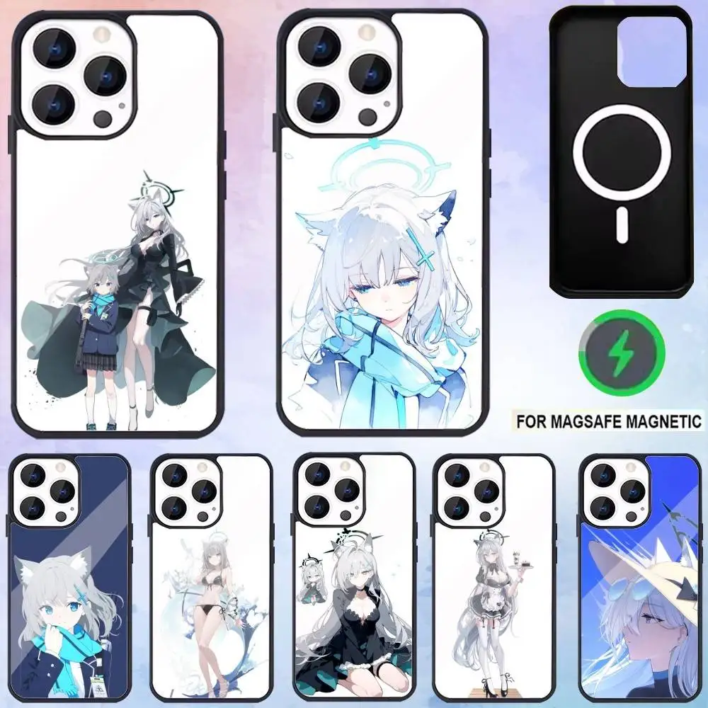 

Blue S-Shiroko A-Archive Phone Case For iPhone17,16,15,14,13,12,11 Plus,Pro Max Magnetic For Magsafe Wireless Charging