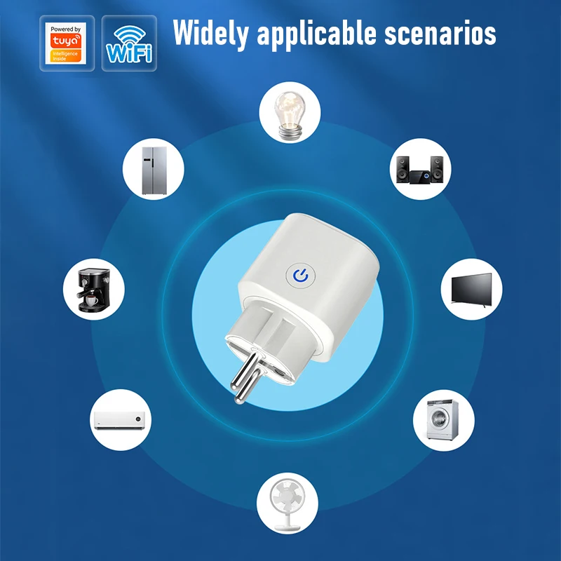 Tuya WiFi Smart Socket 10A/20A EU Plug With Energy Monitoring - Work With Alexa/Google Assistant, APP Remote Control with Timer