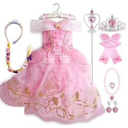 Sleeping Beauty Aurora Princess Party Dress up for Girls Halloween Cinderella Costume Kids Rapunzel Clothing Birthday Gift