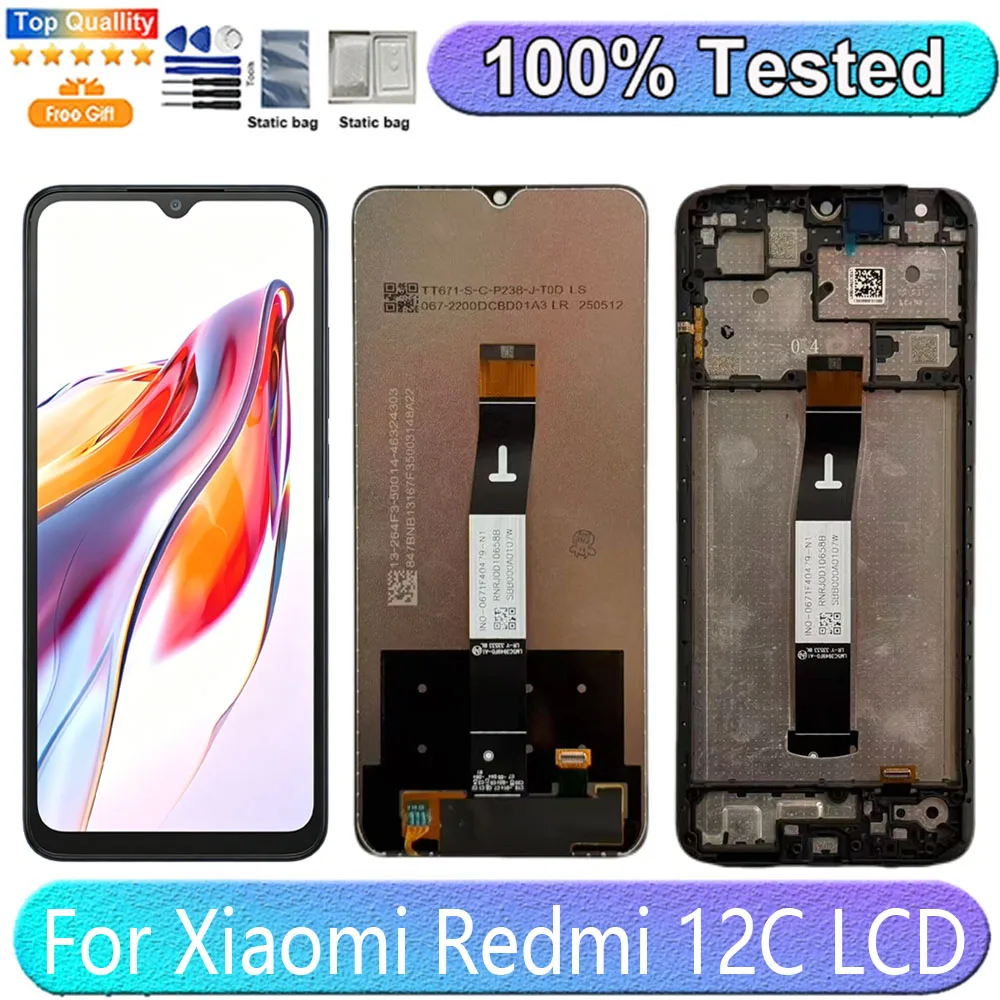 

6.71'' LCD Display Screen Touch Panel Digitizer Replacement Parts For Xiaomi Redmi 12C with Frame 22120RN86I 22126RN91Y