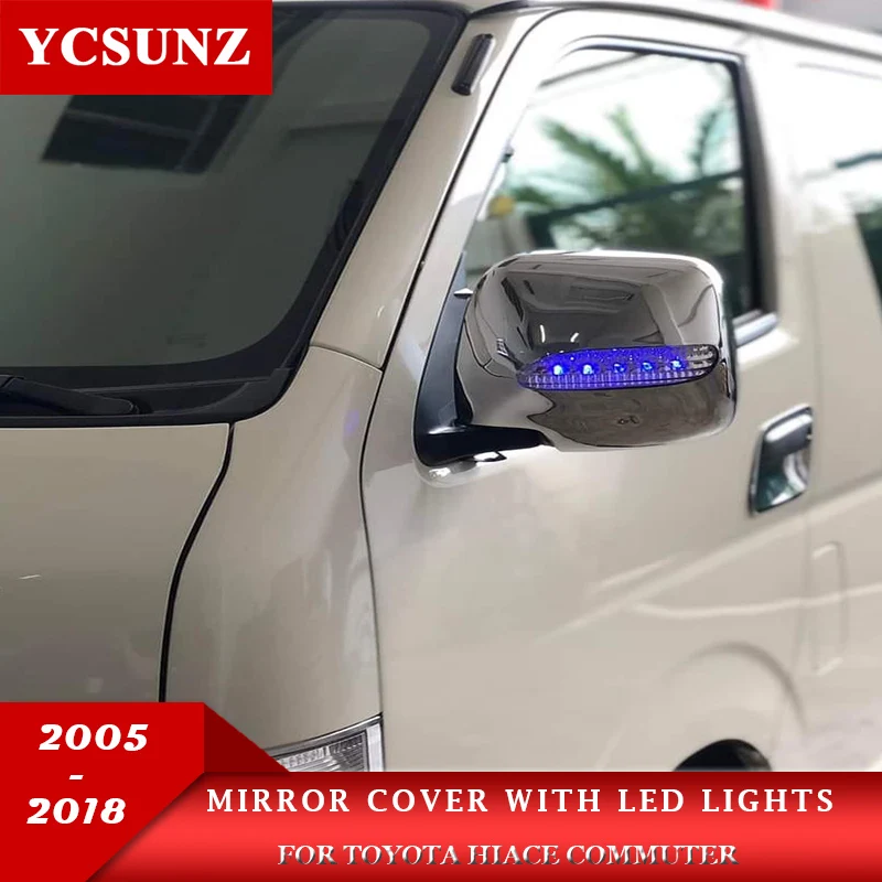 ABS Side Mirror Cover With Led Lights For Toyota Hiace Commuter 2005 2006 2007 2008 2009 2010-2018 Car Exterior Accessories