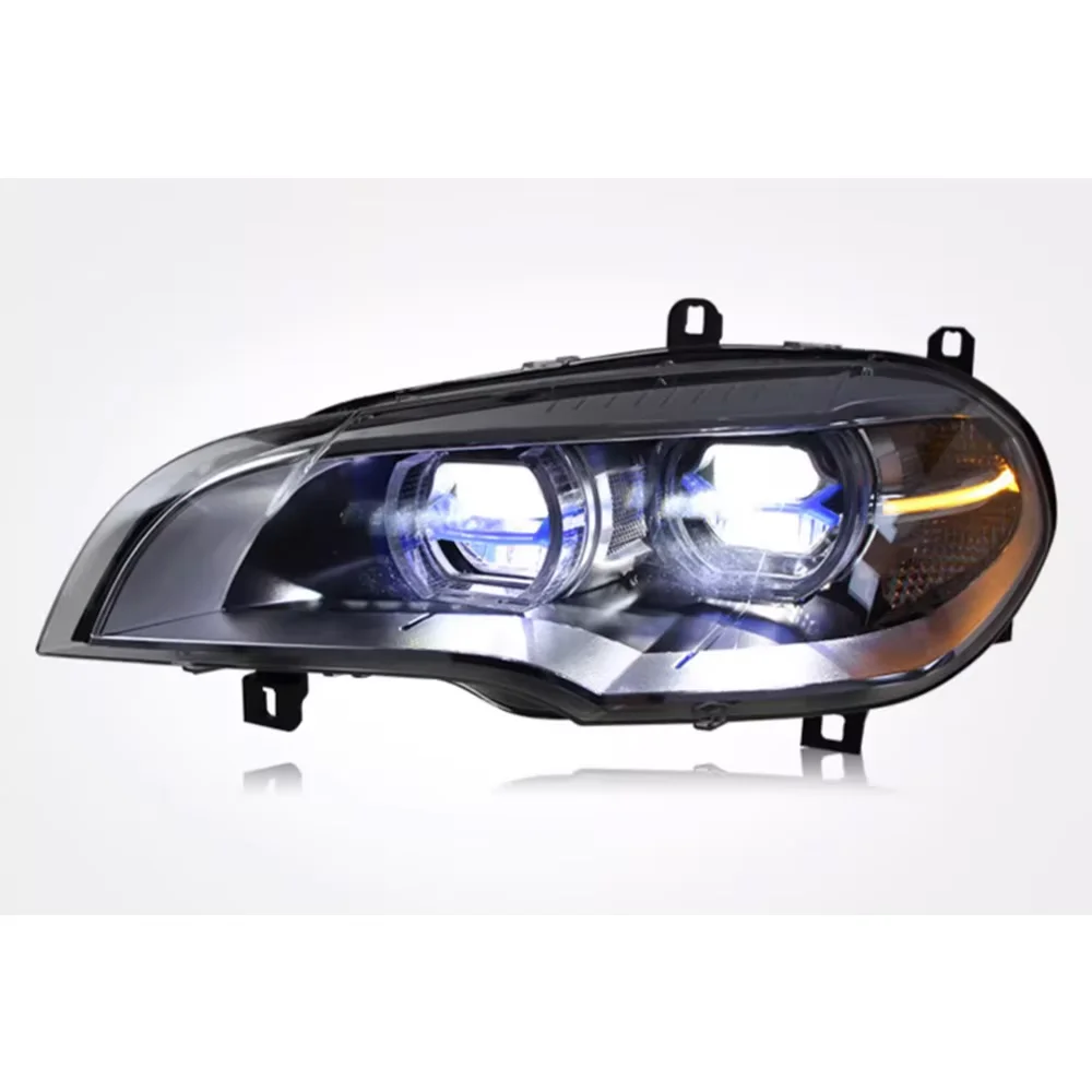 Car Day Running Lights Matrix Front Lamp for BMX X5 X6 Assembly E70 E71 Modified 2008-2013 Upgraded LED Angel Eye Plug and Play