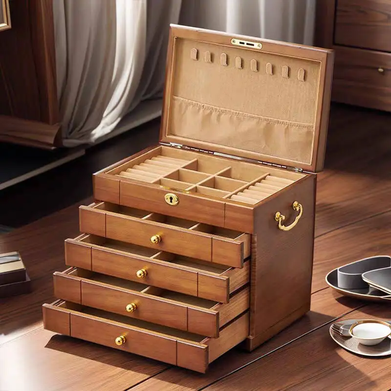 Luxury large-capacity wooden jewelry box, cost-effective high-end jewelry storage box