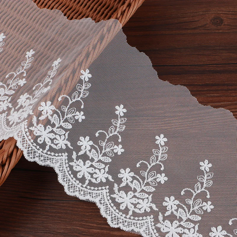 15 Meters Wide White Tulle Embroidery Mesh Lace Fabric Curtain Side Sofa Skirt Clothing Doll Wedding Dress DIY Sewing Supplies