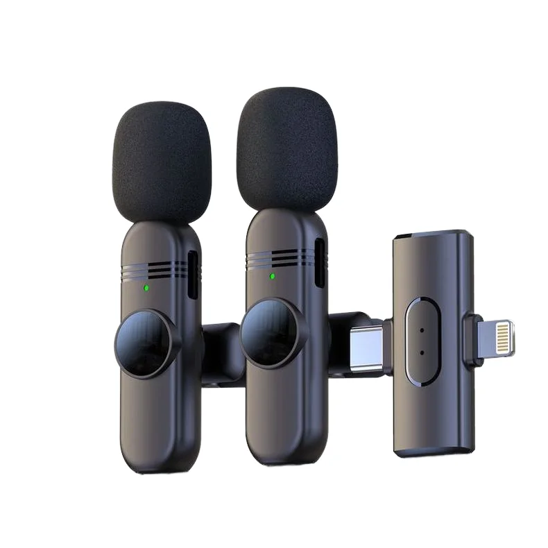 Wireless Lavalier Microphone Set with Noise Cancellation and Clip, Condenser Microphone