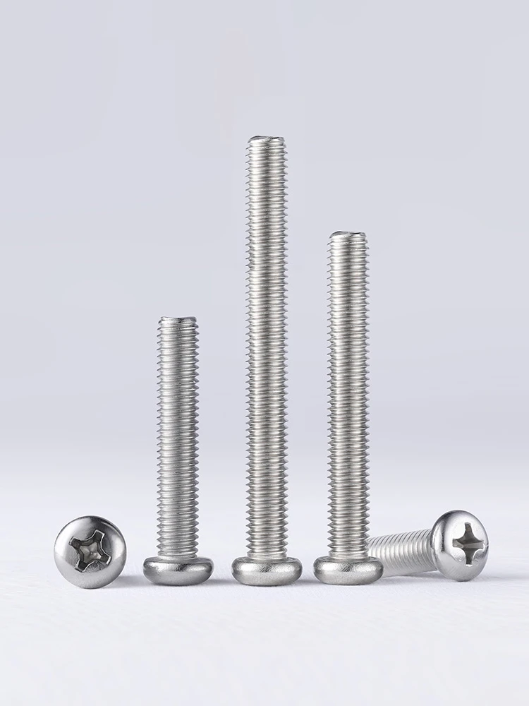 M1 M1.2 M1.4 M1.6 M2 M2.5 A2-70 304 Stainless Steel Cross Round Phillips Pan Head Screw Bolt Phillips Screws Length 3-100mm