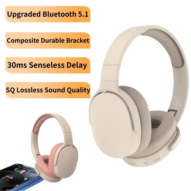 P2961 Wireless Bluetooth Headphones Noise Reduction Comfortable Appearance Stereo Headset Gamer Music Sport Earphone With HD Mic