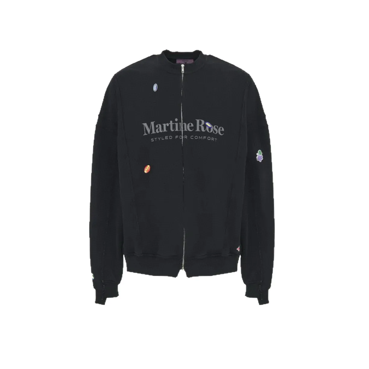 

Martine Rose American-style washed and distressed slogan logo graffiti sticker print irregular zipper coat trendy