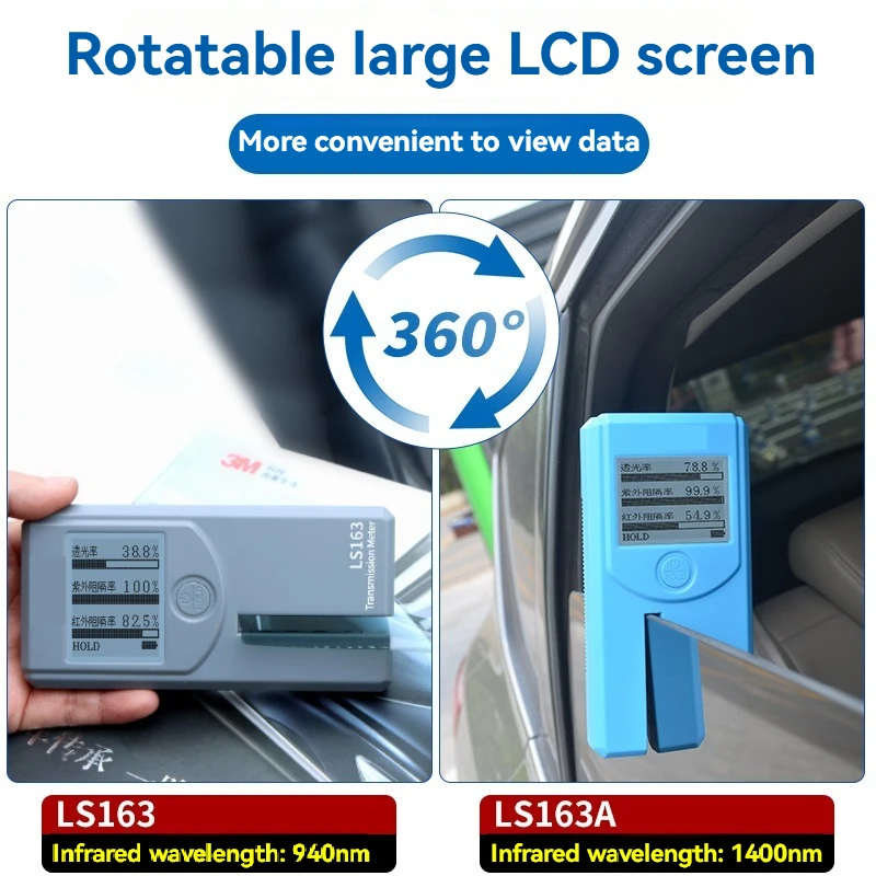 LS162/LS162A Solar Tester Meter Digital Window Tint Meter Filmed Glass Tester UV IR Rejection Meter Spectrum