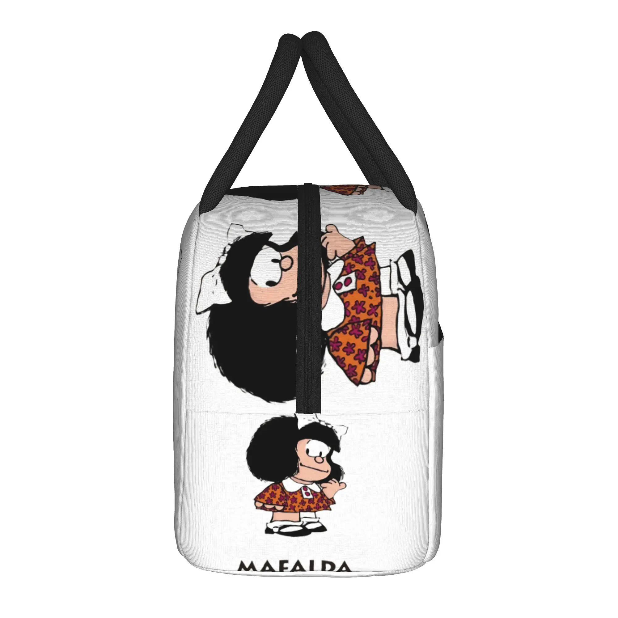 Mafalda Comic Lunch Bag For Unisex  Print Lunch Box Fashion Picnic Cooler Bag Portable Zipper Oxford Thermal Tote Handbags