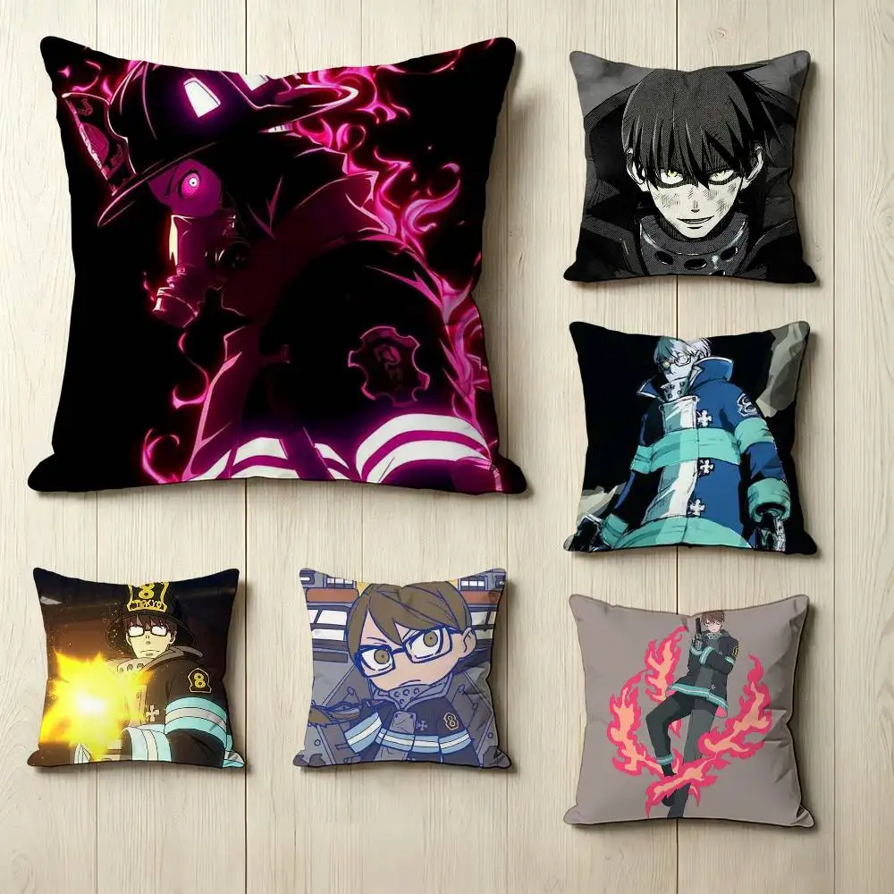 F-Fire Force Anime T-Takehisa Hinawa  Square Double-Sided printed Pillow Case Bedroom Bedside Pillow Sofa Cushion Cover