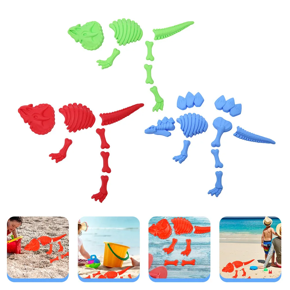 

3Pcs Dinosaur Sand Molds Non-Toxic Smooth Surface Multi-Color Sand Play Tools for Beach Park Sandbox Enhances Fine Motor Skills