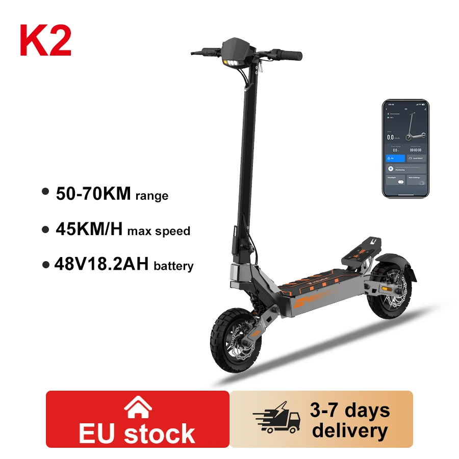 Monopattino elettrico 48V 18.2Ah, autonomia 50-70KM, batteria, motore ad alta potenza, pneumatici da 10" per fuoristrada, carico 120KG, 25 ° Monopattino Elettrico Pieghevole con Indicatori di