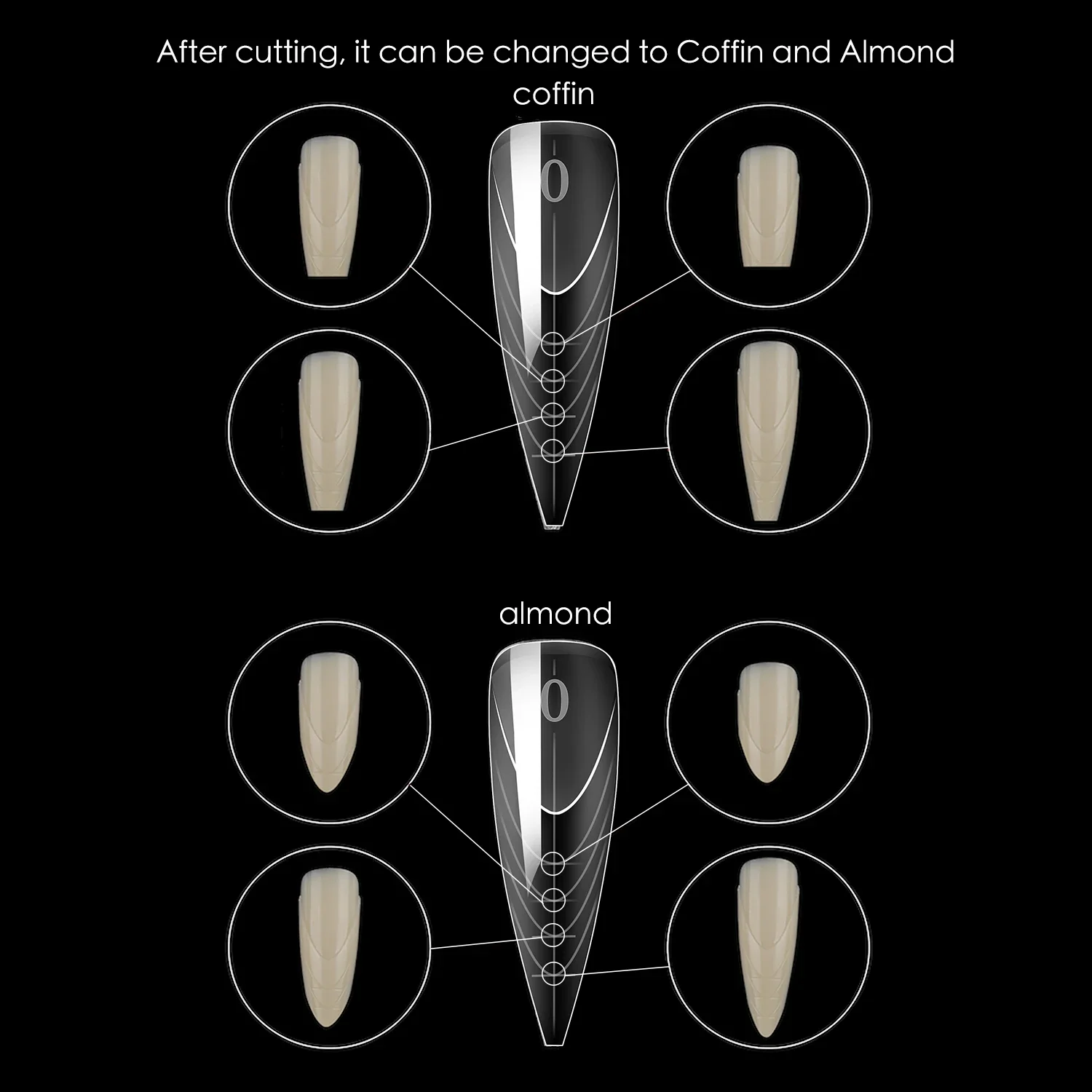 75/150 قطعة أظافر خنجر فرنسية مزدوجة الشكل إدراج كبسولة Ongle عكس المزدوج شكل علوي تمديد مسمار شكل مزدوج نصائح لصالون #5