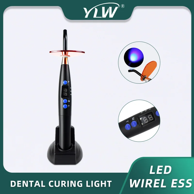 

Dental Curing Light LED Orthodontic Cure Lamp Cordless Dentistry Machine Black Composite Wireless