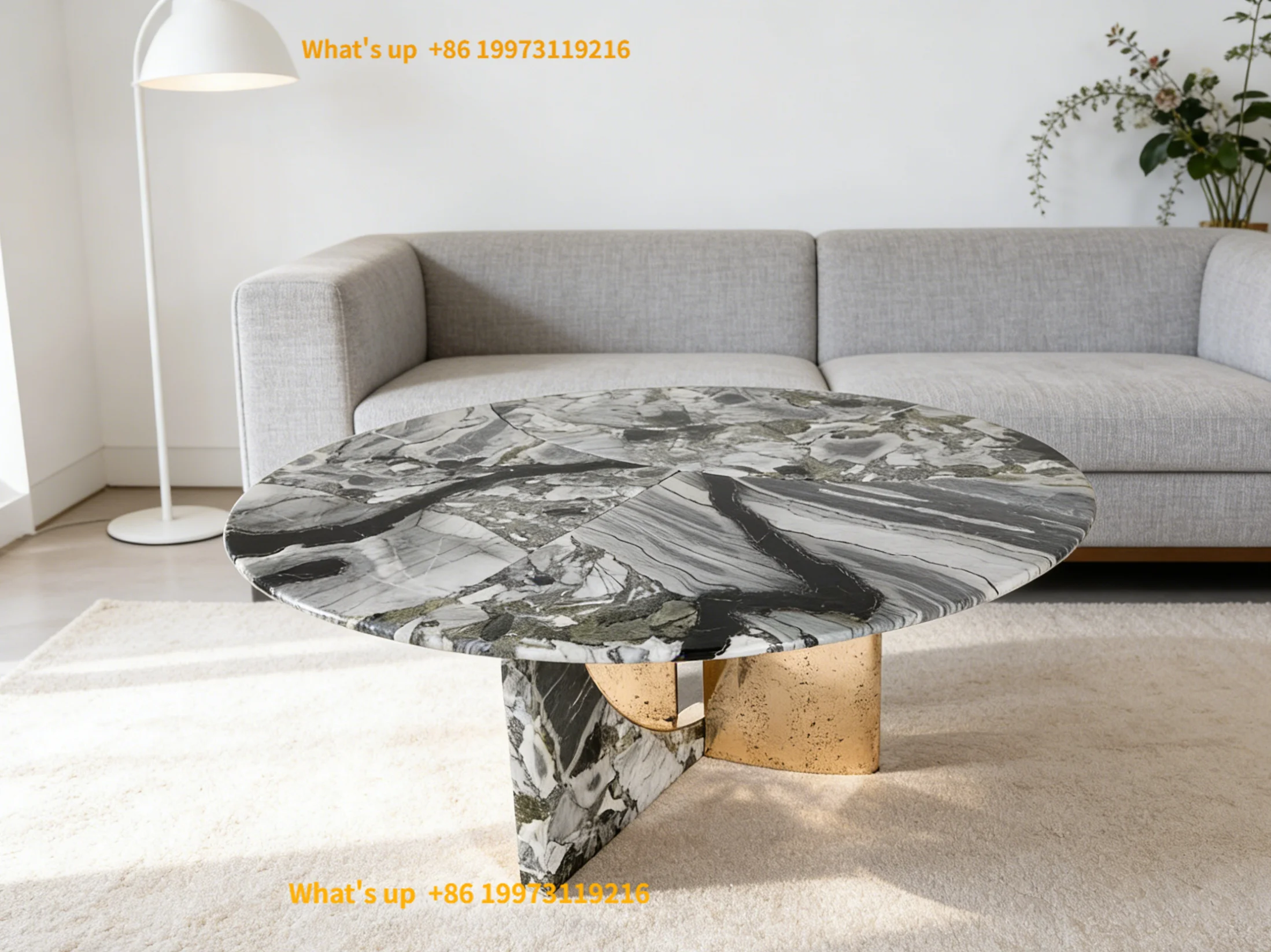 2026 New Modern Polished Green Marble Porcelain Ceramic Top Iron Outdoor Bedroom Living Room 60 cm Coffee Shop Dining Table
