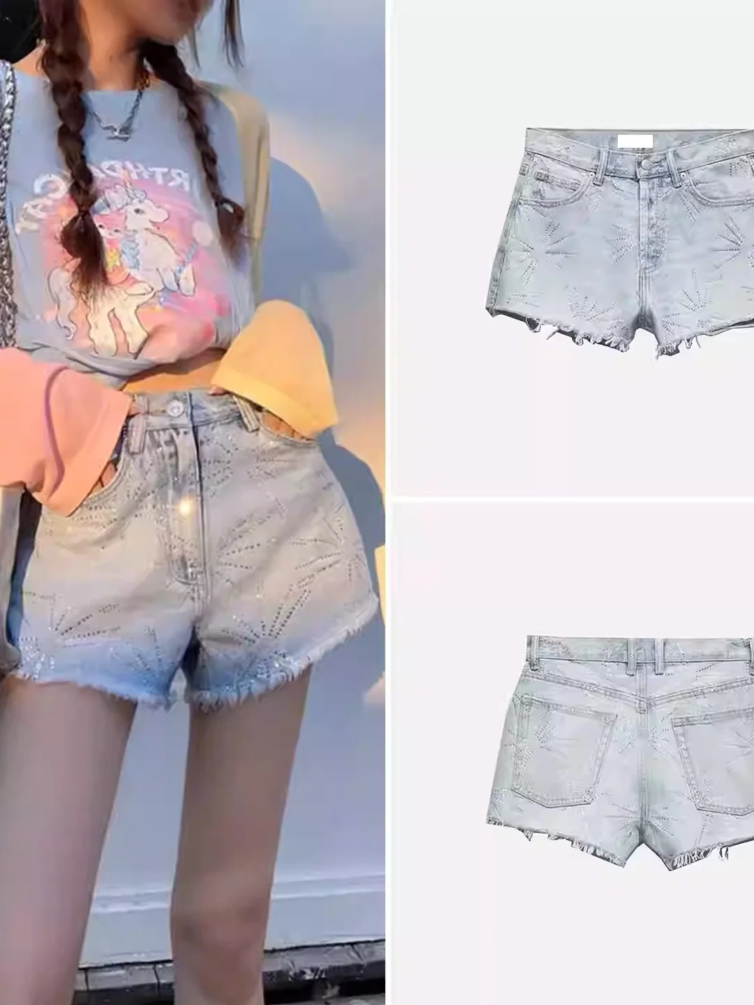 

Fashionable Shiny Mid-Waist Women's Jeans Shorts Summer 2026 High Waist Sexy Style Quick-Drying Comfortable Breathable Hot Pants