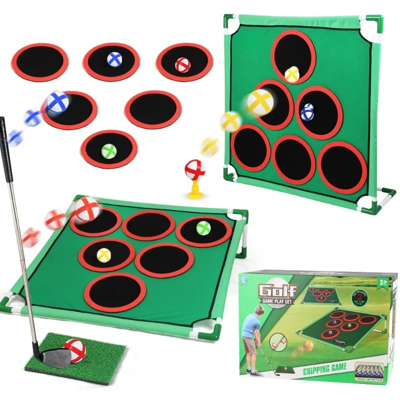 Portable Golf Practice Game Mat Equipped with Target Stand, Indoor Outdoor Parent-child Interactive Entertainment Sports Toy