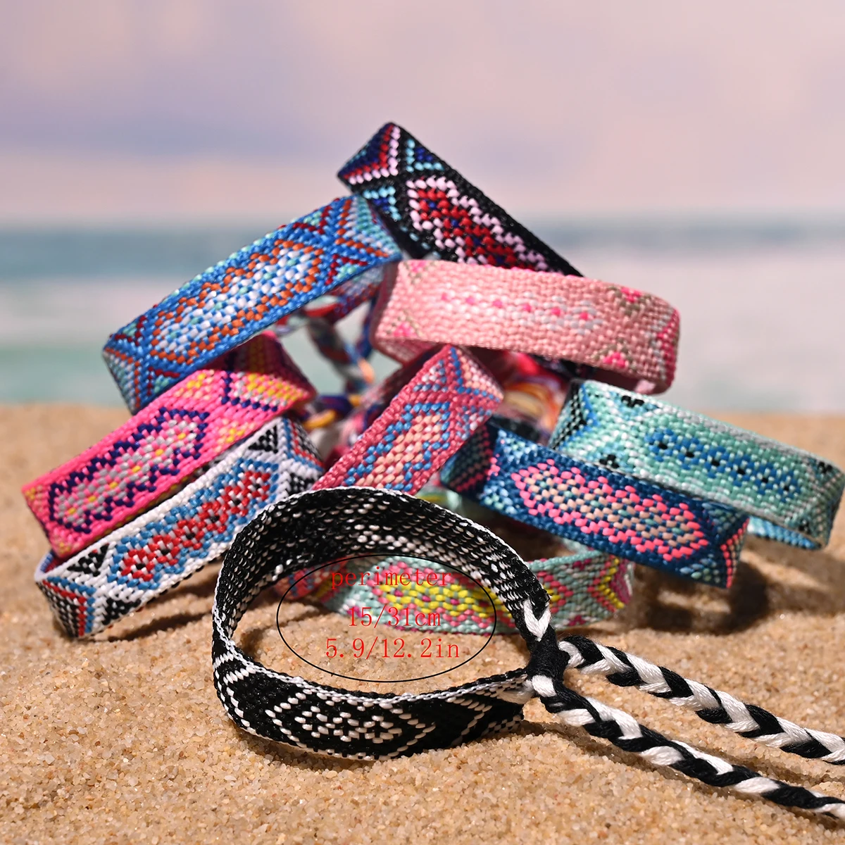 10Pcs/Lot Friendship Bracelet for Women And Men Summer Beach Bohemian Weave Free Charm Bracelets for Girl image 3