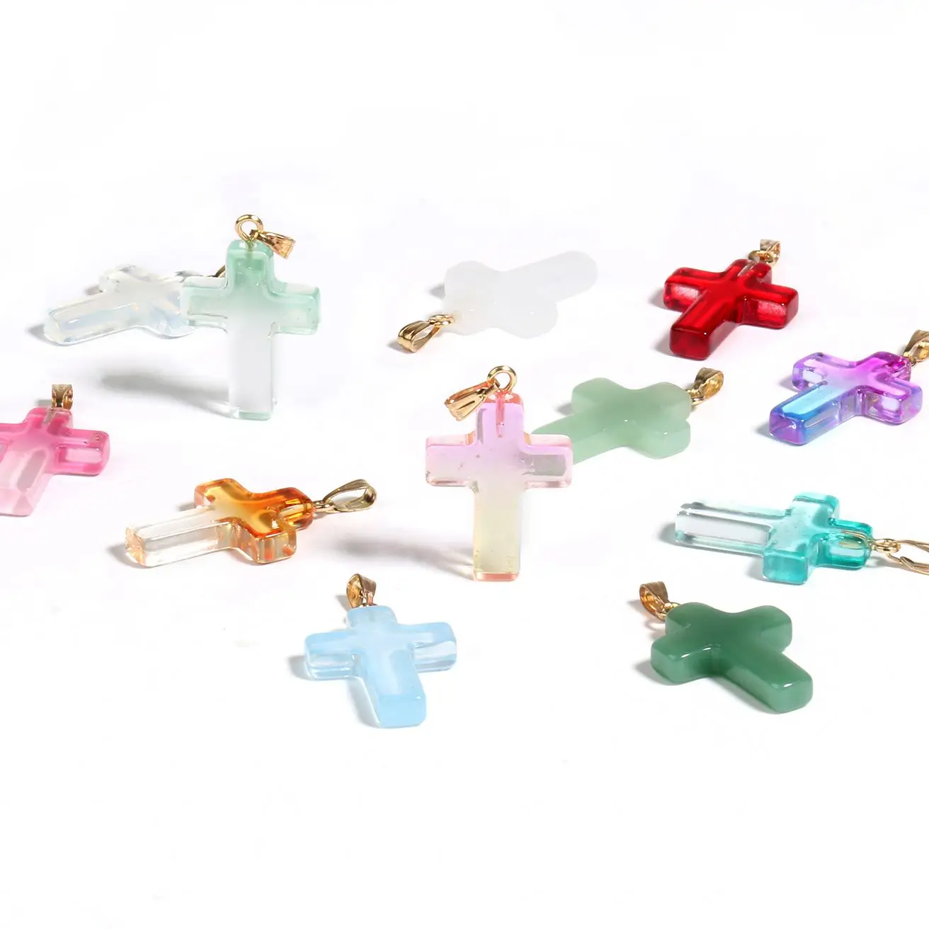 10 szt. 18x25mm Gradient czeski Lampwork kryształowe szklane koraliki krzyż zawieszki Charms biżuteria dla ręcznie robiony naszyjnik rzemiosła kolczyk