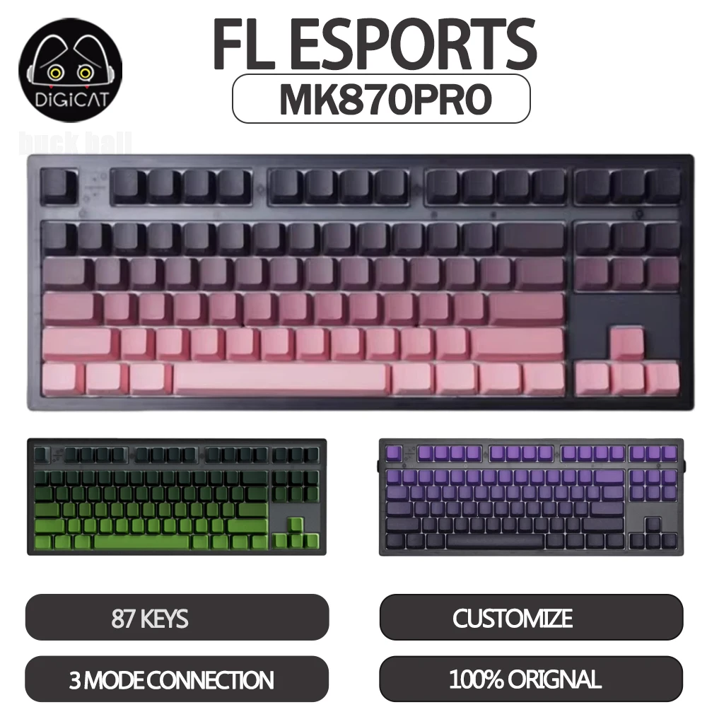 

FL·Esports FL870Pro Mechanical Keyboard 3Mode USB/2.4G/Bluetooth Wireless Keyboard Hot-Swap Esports Custom Gaming Keyboard Gift