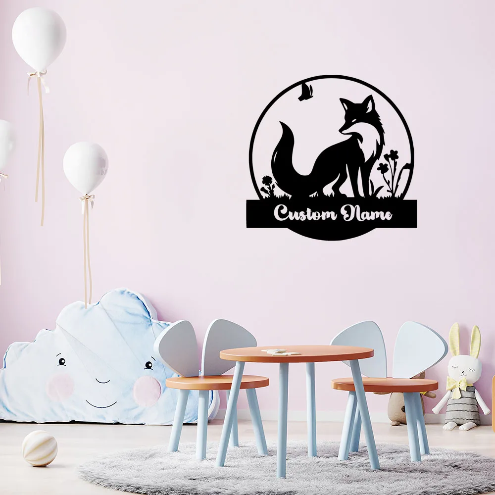 1PC Fashion Fox Customizable Name Vinyl Wall Sticker Home Decor Stikers Door Decor Vinyl Art Decal