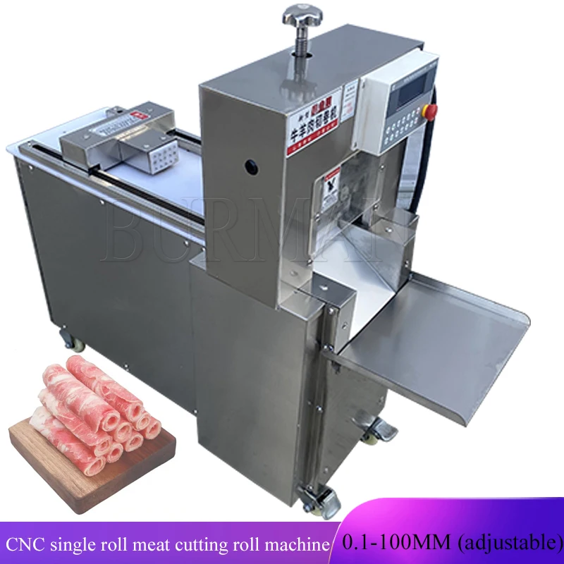 Electric Automatic CNC Single Cut Mutton Roll Machine Meat Slicer Lamb   Kitchen Tools Multifunctional