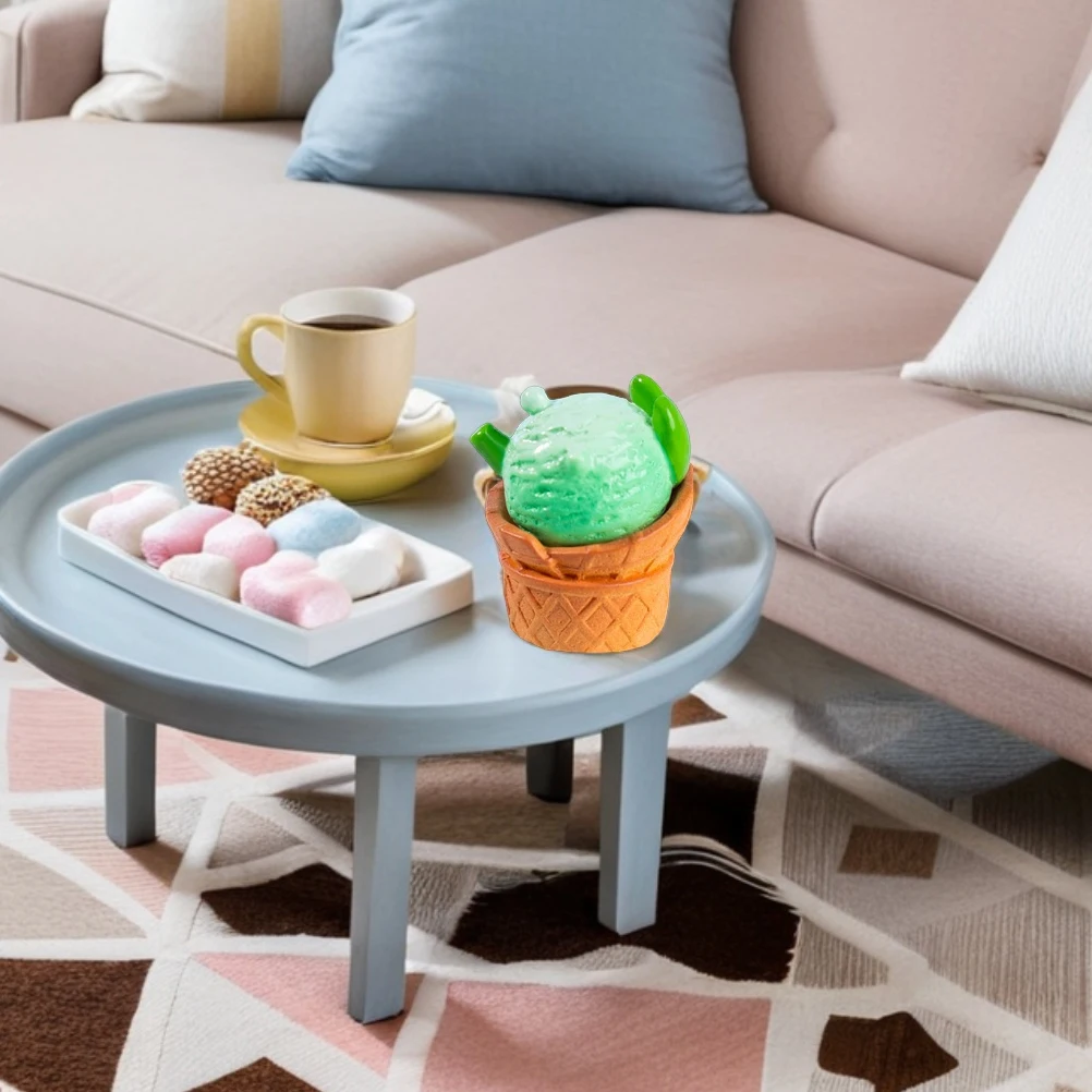 

6 Pcs Fruit Ice Cream Ornaments Faux Waffle Cone Pretend Resin Dollhouse Food Toy Decorations