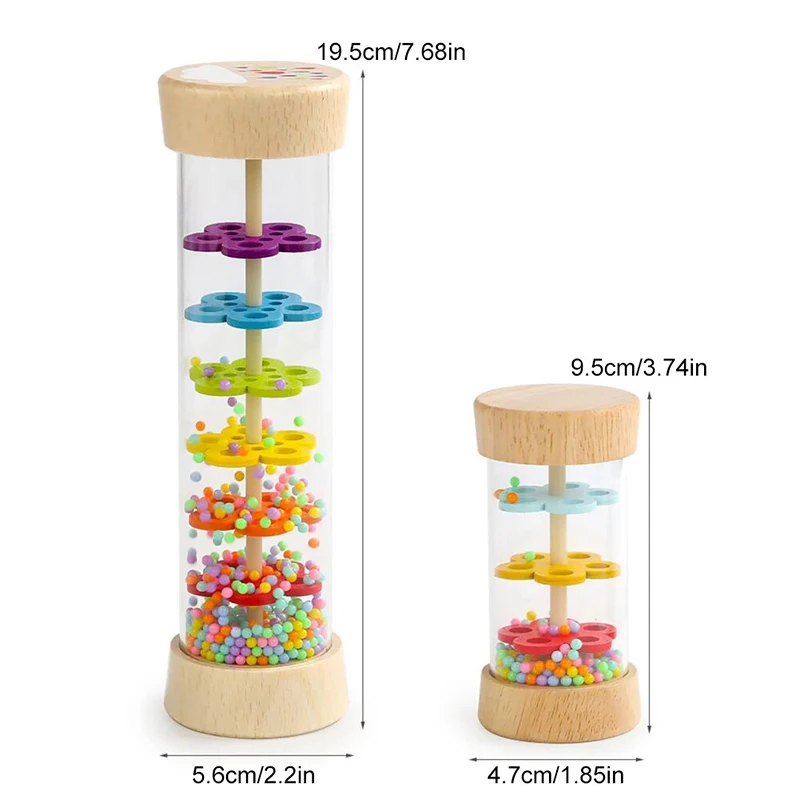 Montessori  Baby Rain Stick Rainbow Hourglass Rain Music Rattle Baby Educational Toy Rainmaker Montessori Sensory Toys for Kids