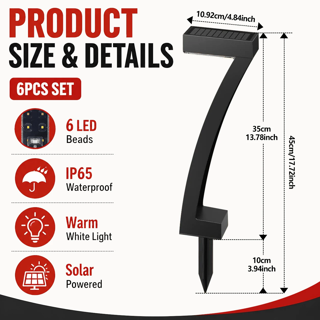 4‑Pack Solar Path Lights, IP65 Waterproof LED Garden Lights for Yard Patio Driveway Sidewalk Lawn Christmas Decor