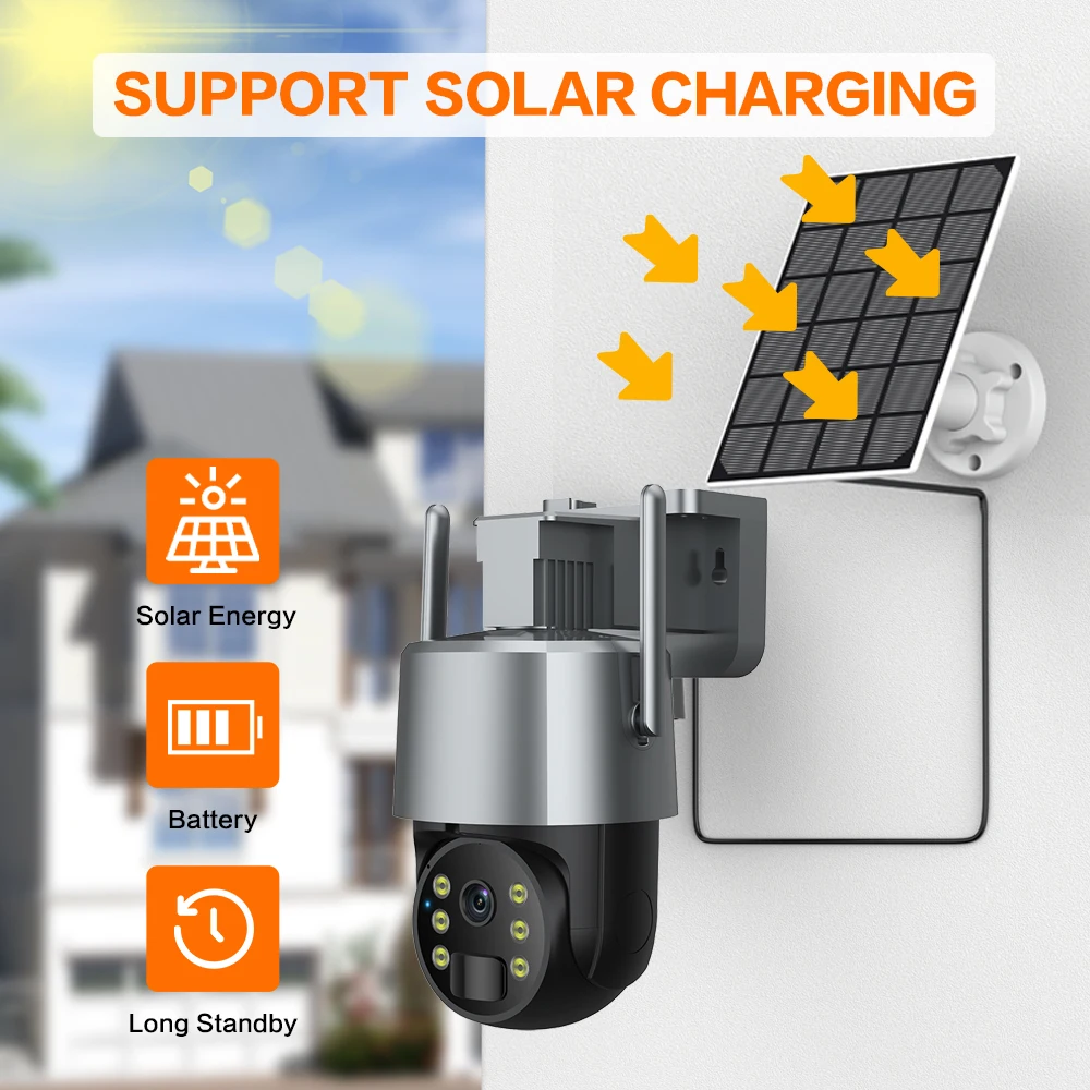 Tuya APP 5MP Solar Wifi PTZ Security Outdoor Color Night Vision Battery Powered Wireless CCTV Surveillance Camera Smart Life