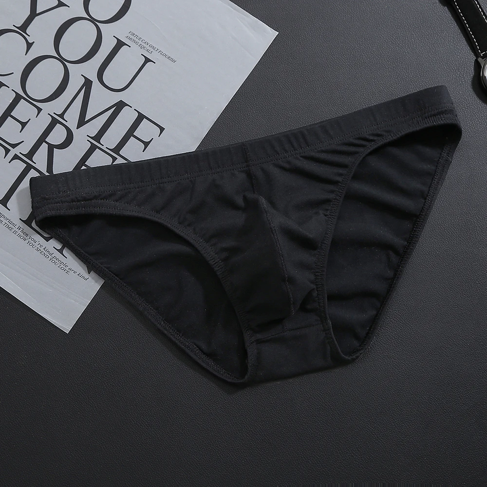 Breathable and comfortable men's cotton briefs with U shaped design low rise and available in white black yellow and red