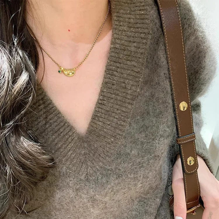 HX Vintage Black Braided Rope Necklace with Minimalist Chinese Style Heart and Smiley Face Pendant Chain for Women Jewelry view 3