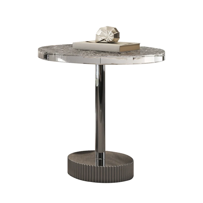 

ZL round Tea Table Simple Sofa Corner Table Minimalist Stainless Steel Glass Side Table Combination