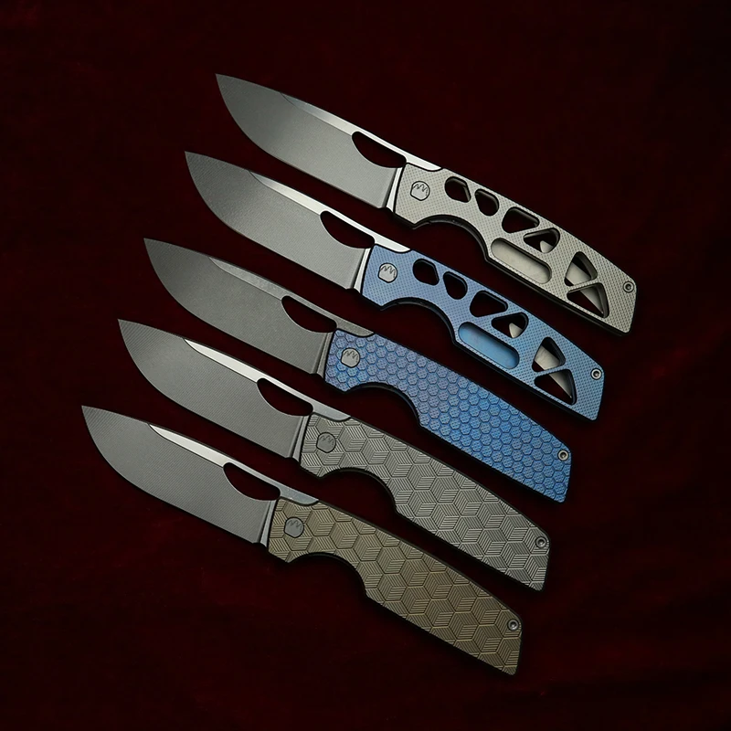 LEMIFSHE New Cedar Step Milled Blade Utility Folding Knife Titanium Handle Ceramic Bearings 154CM Kitchen Outdoor EDC Tool