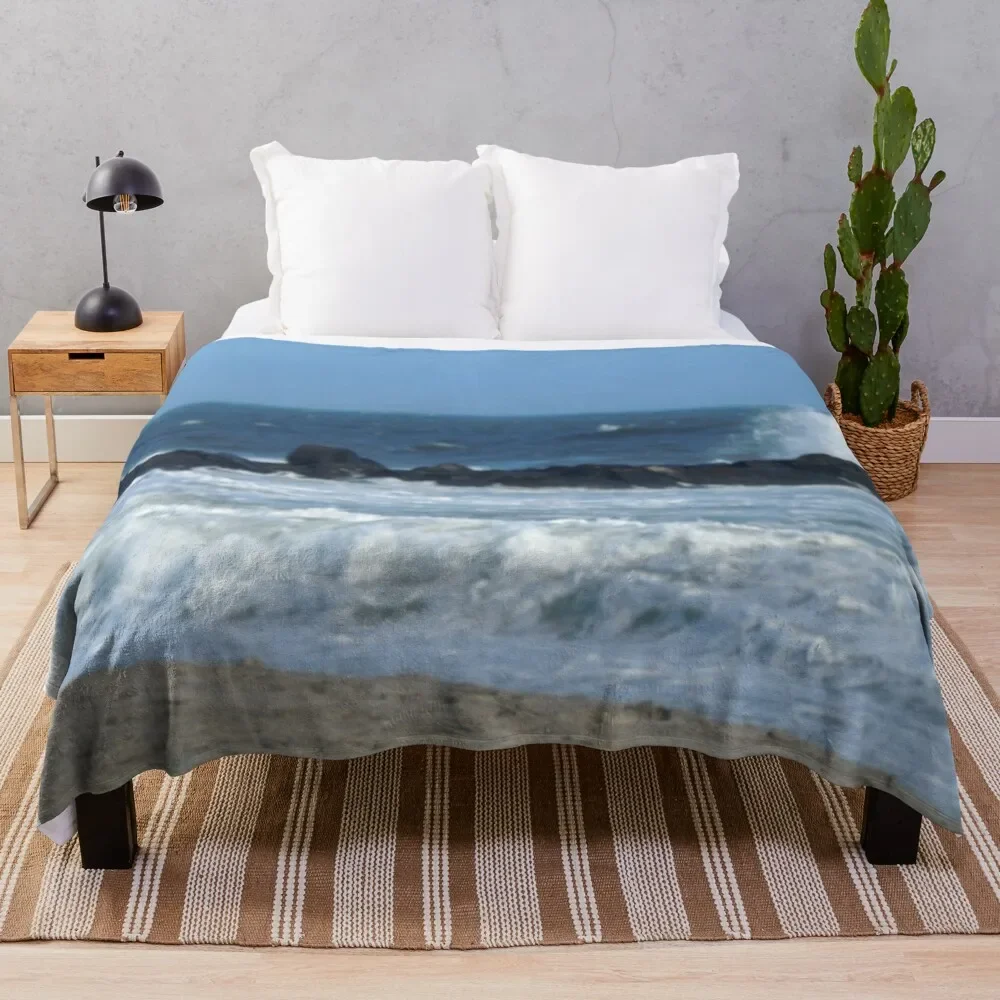 

Ocean Beach Rocks Photography Cape May, New Jersey photo Throw Blanket Flannel Sofas Blankets