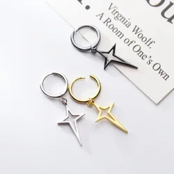 New Creative Silver Color cross Earrings for Women Cute Hollow Four-pointed star Stainless Steel dangle Earrings Fashion Jewelry