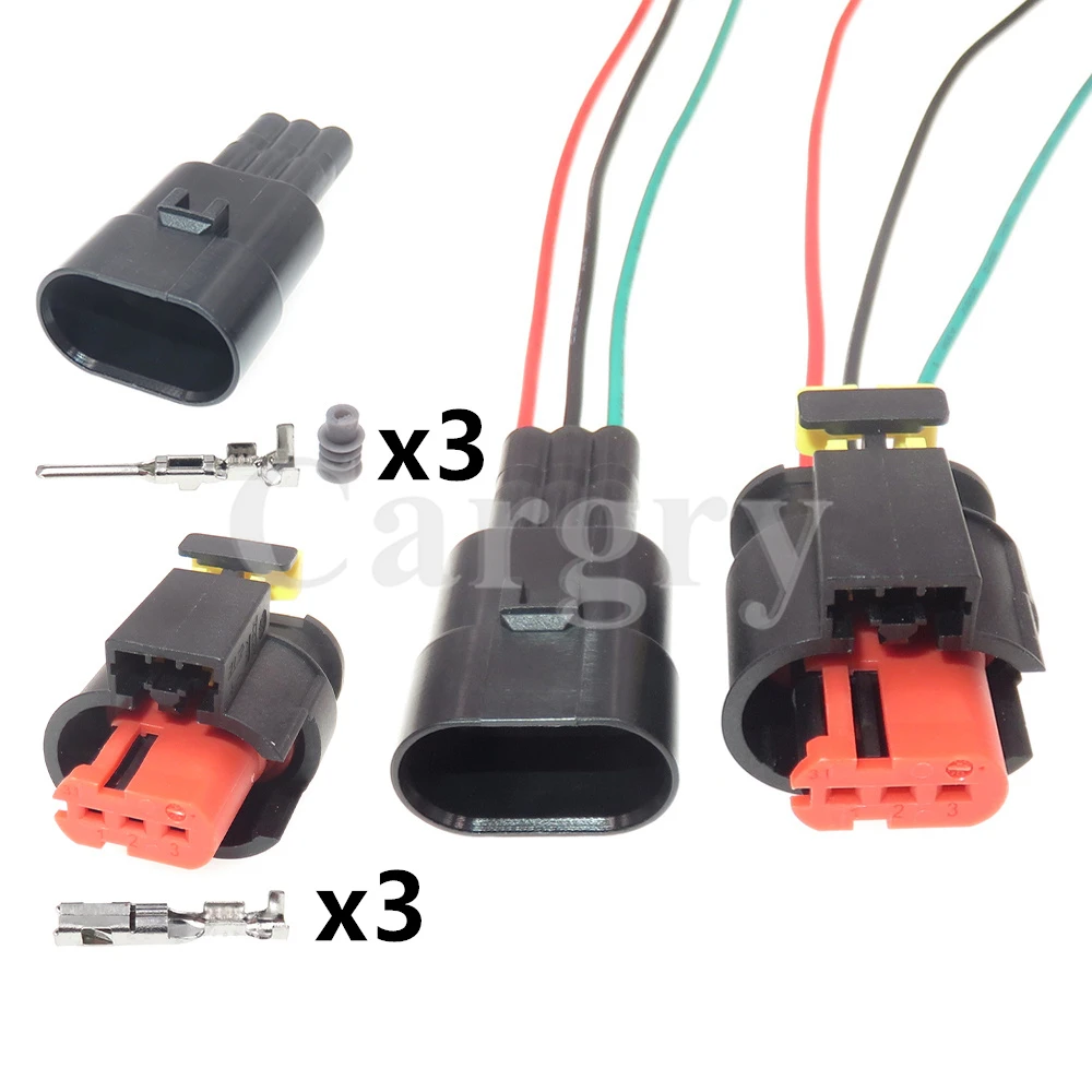 1 Set 3P 284426-1 284425-1 Automotive High Voltage Package Ignition Coil Wiring Harness Waterproof Socket Car Starter Connector