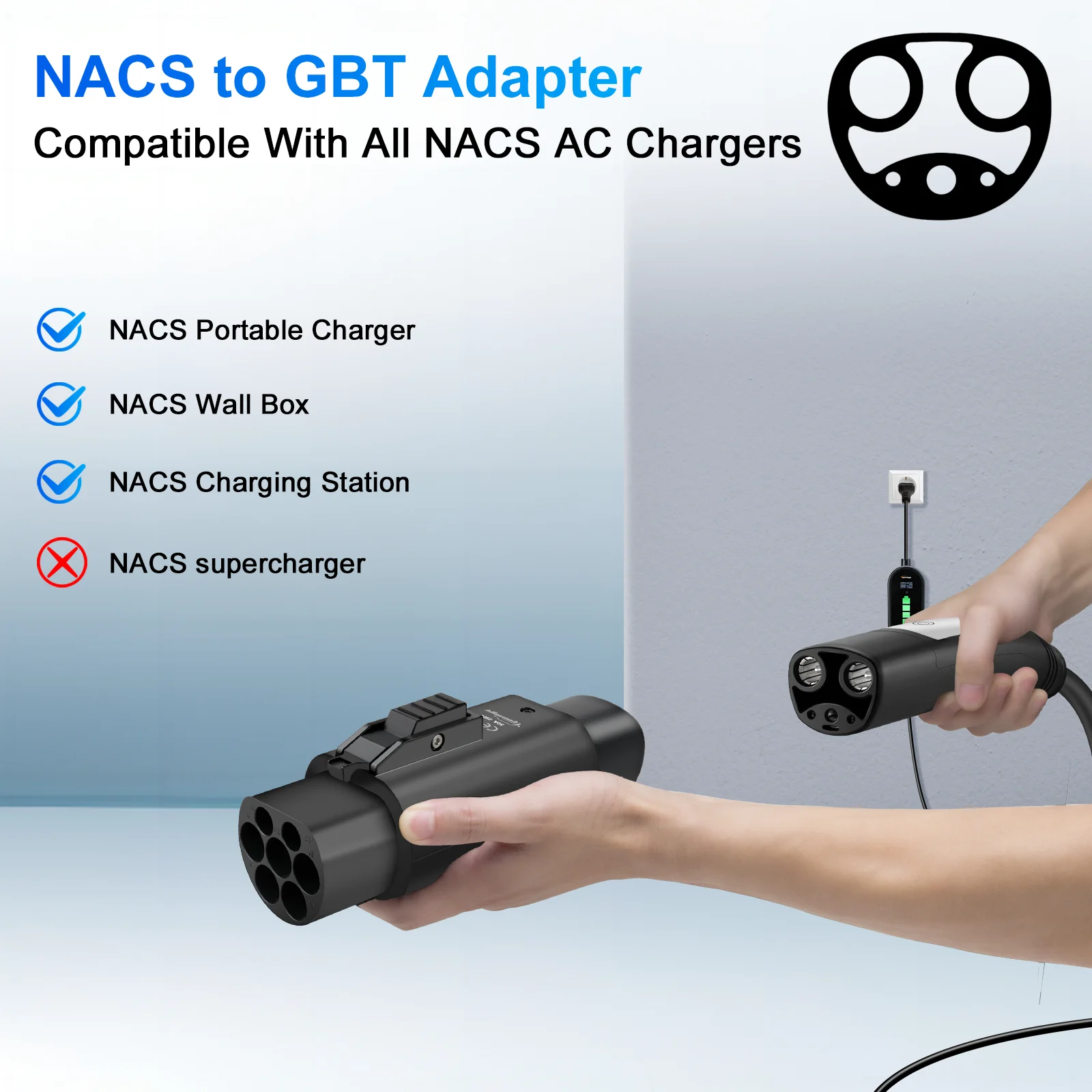 GUWIEYG EV Adapter 32A for Tesla To GBT EVSE Adapter 250V Charging Connector Fit with all GBT Standard Cars