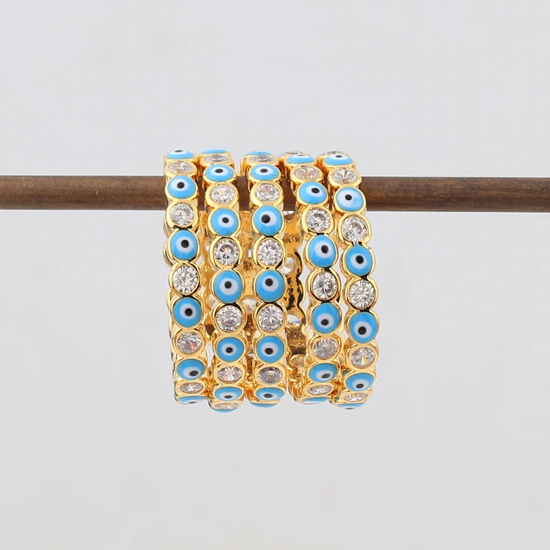 New Bohemia Lucky Turkish Blue Evil Eye Rings Dripping Oil Open Adjustable Finger Rings for Women Jewelry Gift